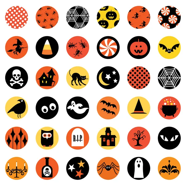 Iconos de Halloween en círculos conjunto — Vector de stock