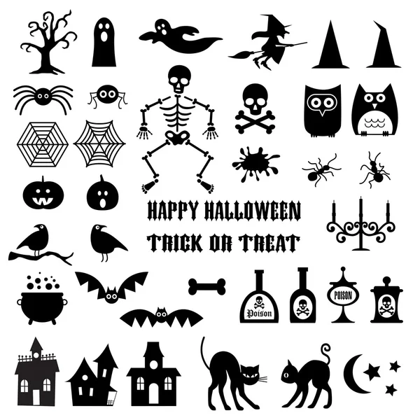 Conjunto de iconos de silueta de Halloween — Vector de stock