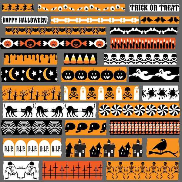 Halloween washi cintas elementos conjunto — Vector de stock