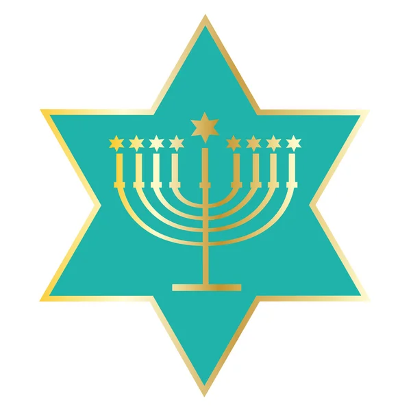 Hanukkah menorah em David estrela — Vetor de Stock