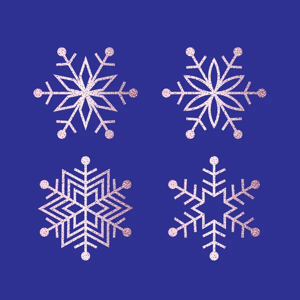 Rose paillettes flocons de neige ensemble — Image vectorielle