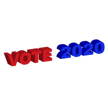 VOTE 2020 mavi 3D vektör tipografisi