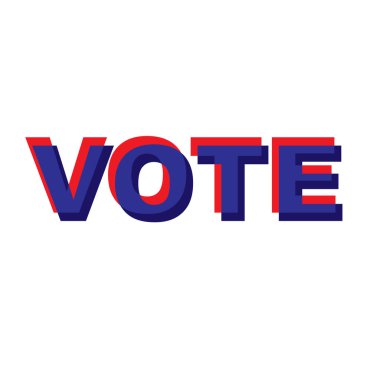 VOTE mavi vektör tipografisi
