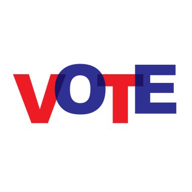 VOTE mavi vektör üst üste harfler tipografisi