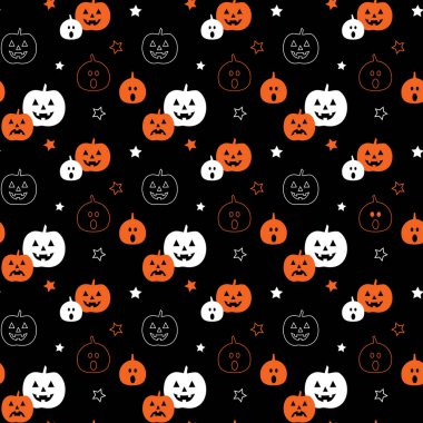 Yıldızlı kusursuz cadılar bayramı balkabağı vektör deseni