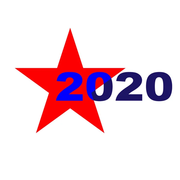 2020 Verkiezingsvectortypografie Met Rode Ster — Stockvector