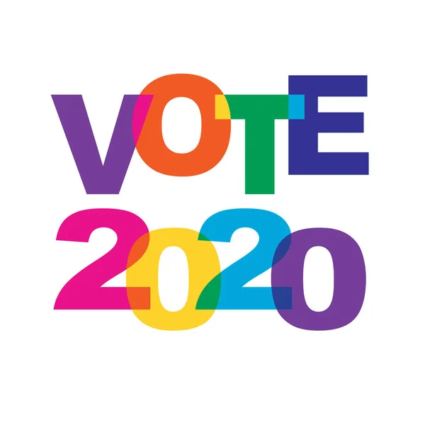 Vote 2020 Couleurs Arc Ciel Chevauchement Typographie Vectorielle — Image vectorielle