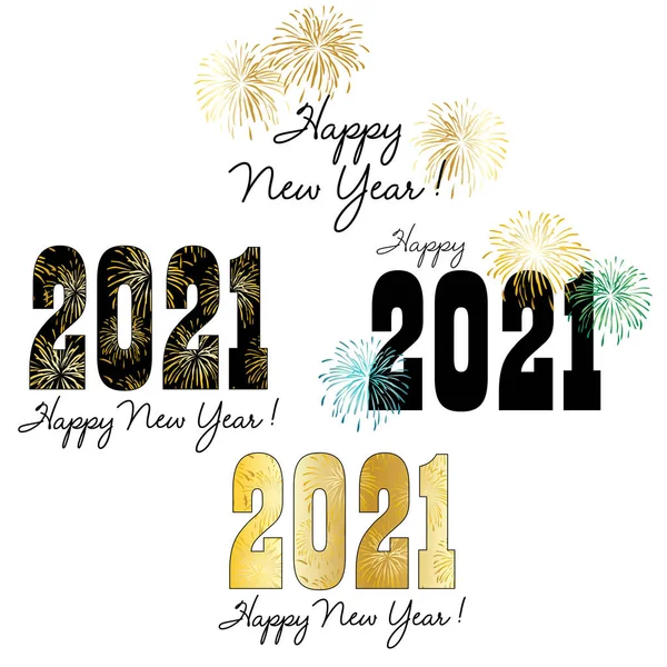 2021 Novoroční Grafika Ohňostrojem — Stockový vektor
