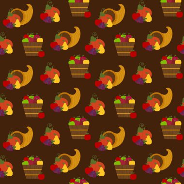Kusursuz Şükran Günü Cornucopia ve elma desenli meyve deseni.