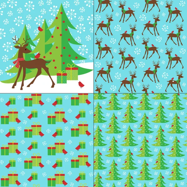 Cerf Noël Motifs Graphiques Sans Couture — Image vectorielle