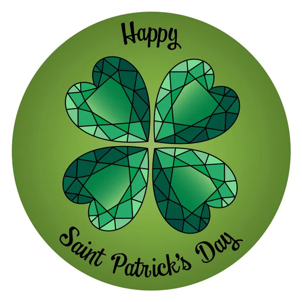 Feliz Dia Saint Patricks Esmeralda Shamrock Coração Círculo Gráfico —  Vetores de Stock