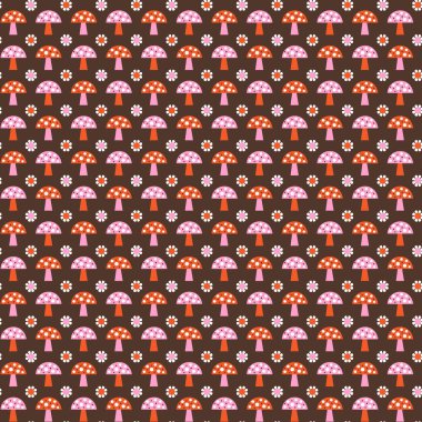 Sevimli mod mantarı dikişsiz pembe turuncu desen