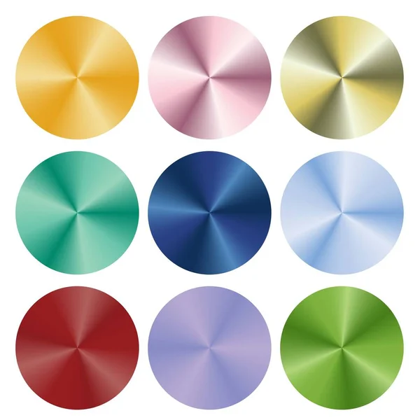 Boutons Cercles Multicolores Dégradés Métalliques — Image vectorielle