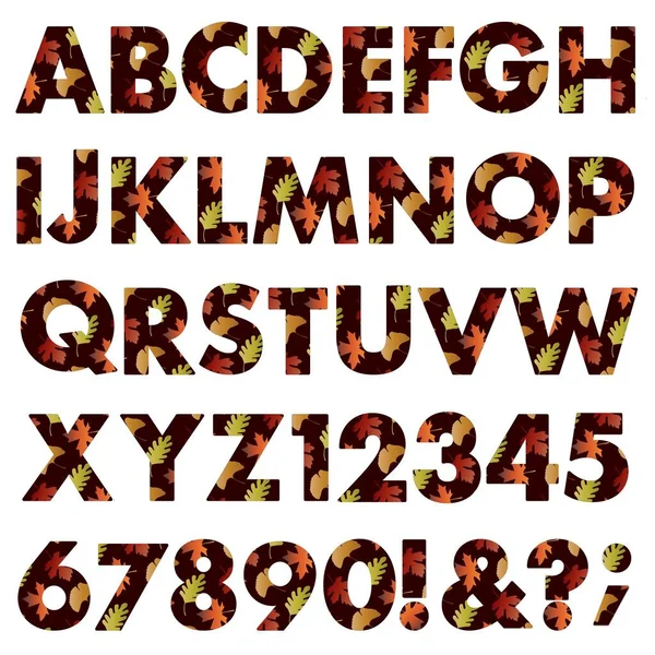 Automne Feuilles Vectoriel Motif Alphabet — Image vectorielle