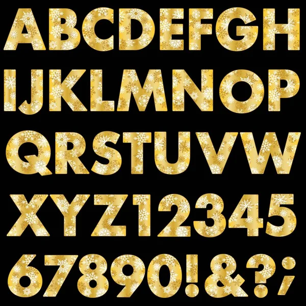 Alphabet Vectoriel Motif Flocon Neige Métallique — Image vectorielle