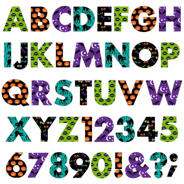 Halloween Patrons Alphabet Vectoriel — Image vectorielle