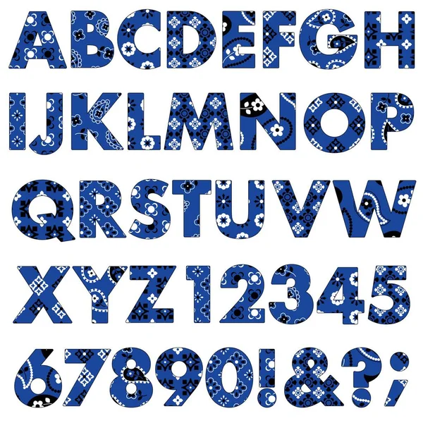 Alphabet Bleu Motifs Bandana — Image vectorielle