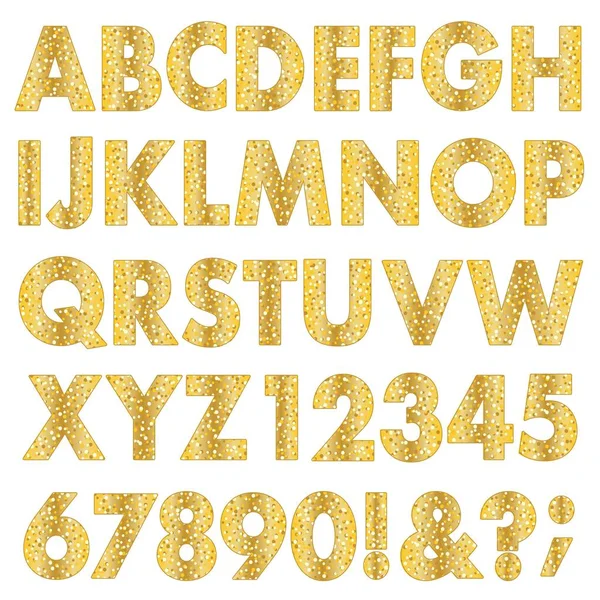 Goldmetallic Glitzereffekt Alphabet — Stockvektor