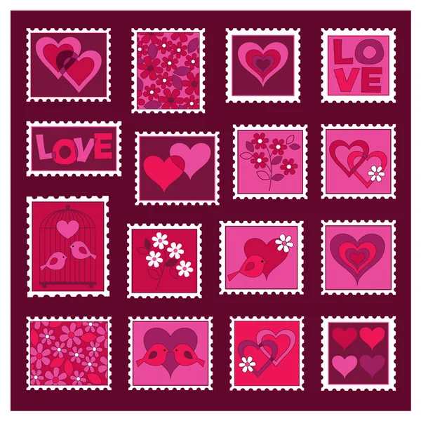 Valentine Stamps — Stock Vector