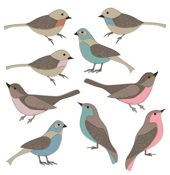 Aves dibujadas a mano — Vector de stock