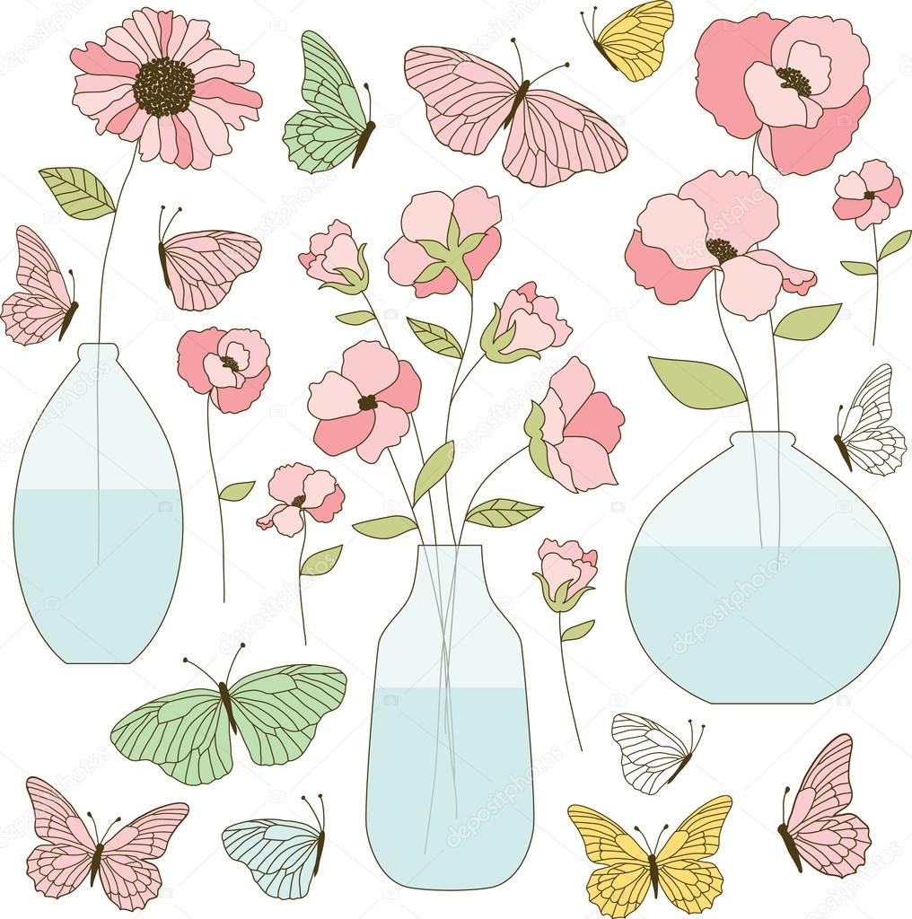 Flowers in Vases Clip Art