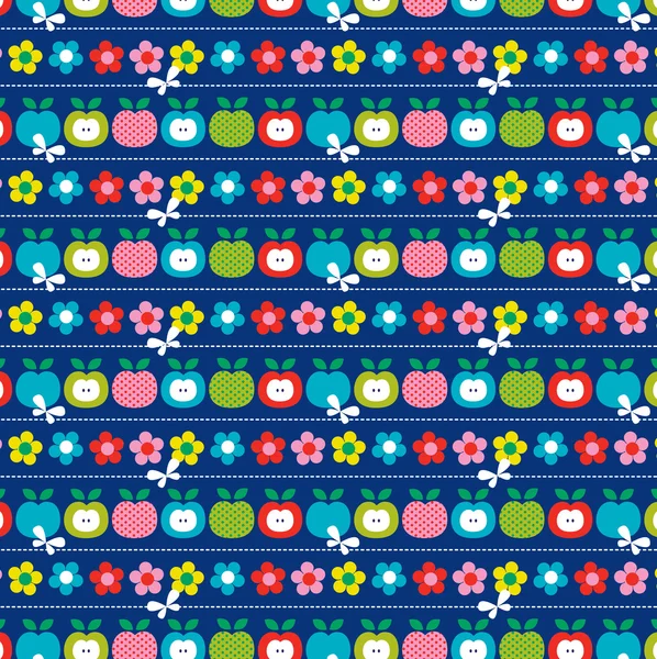 Apples and strawberries pattern — Stock Vector