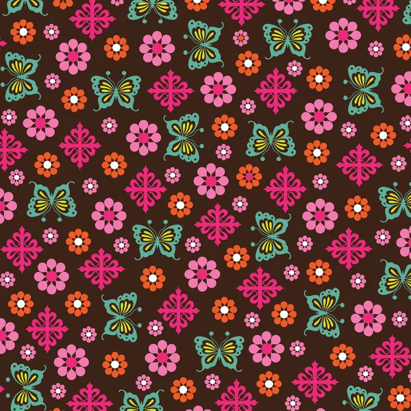 Papillons et fleurs de printemps — Image vectorielle