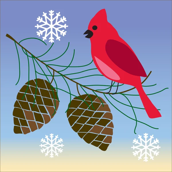 Uccello rosso cardinale — Vettoriale Stock