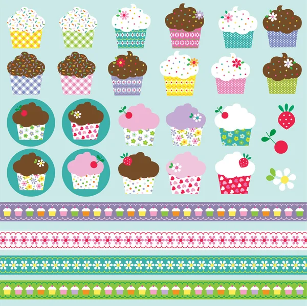 Cozimento cupcakes Clip Art — Vetor de Stock