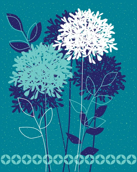 Allium on turquoise blue background — Stock Vector