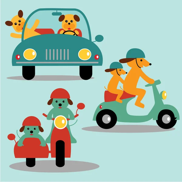 Σκυλιά και οχήματα — Διανυσματικό Αρχείο