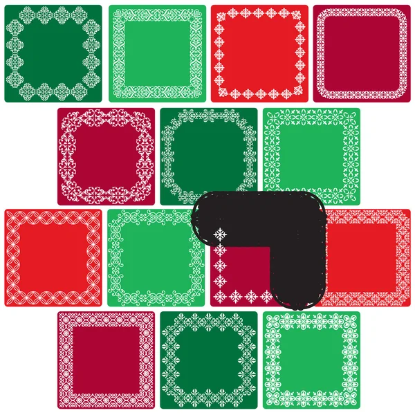 Etiquetas cuadradas de Navidad — Vector de stock