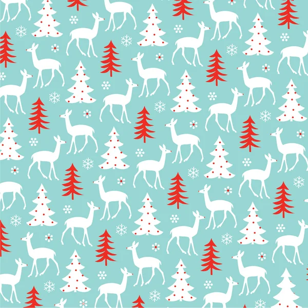 Cerfs et motif d'arbre de Noël — Image vectorielle