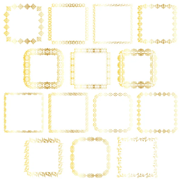 Étiquettes carrées dorées ensemble — Image vectorielle