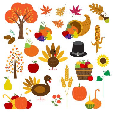 thanksgiving day icons set clipart