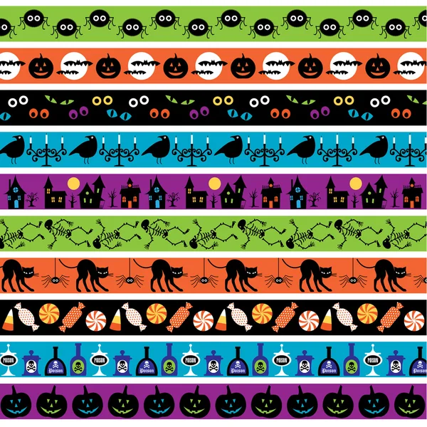 Halloween bordes decorativos — Vector de stock