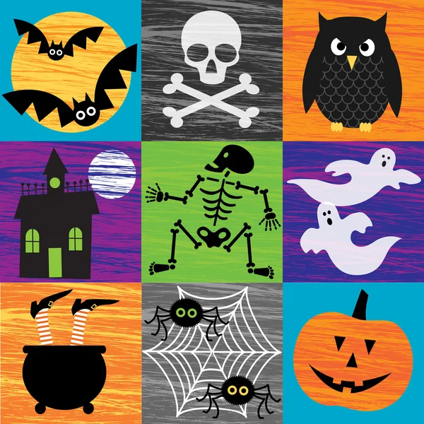 Halloween set di simboli dei cartoni animati — Vettoriale Stock