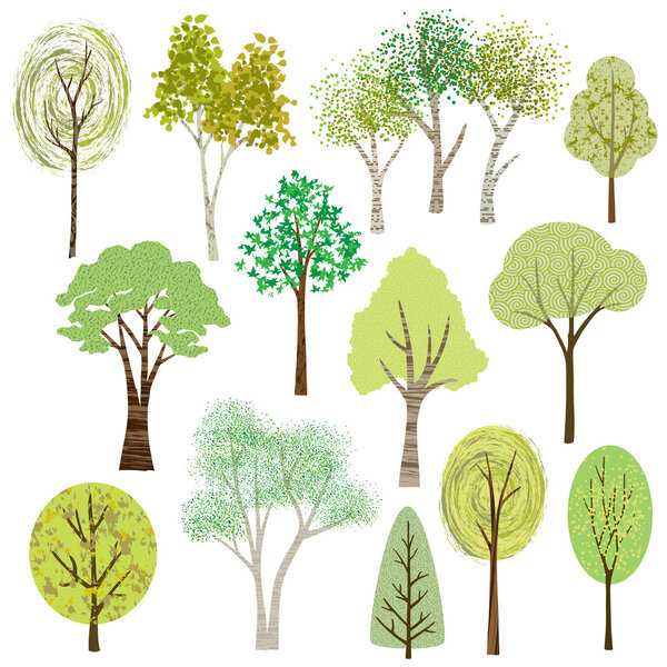 set of color trees icons