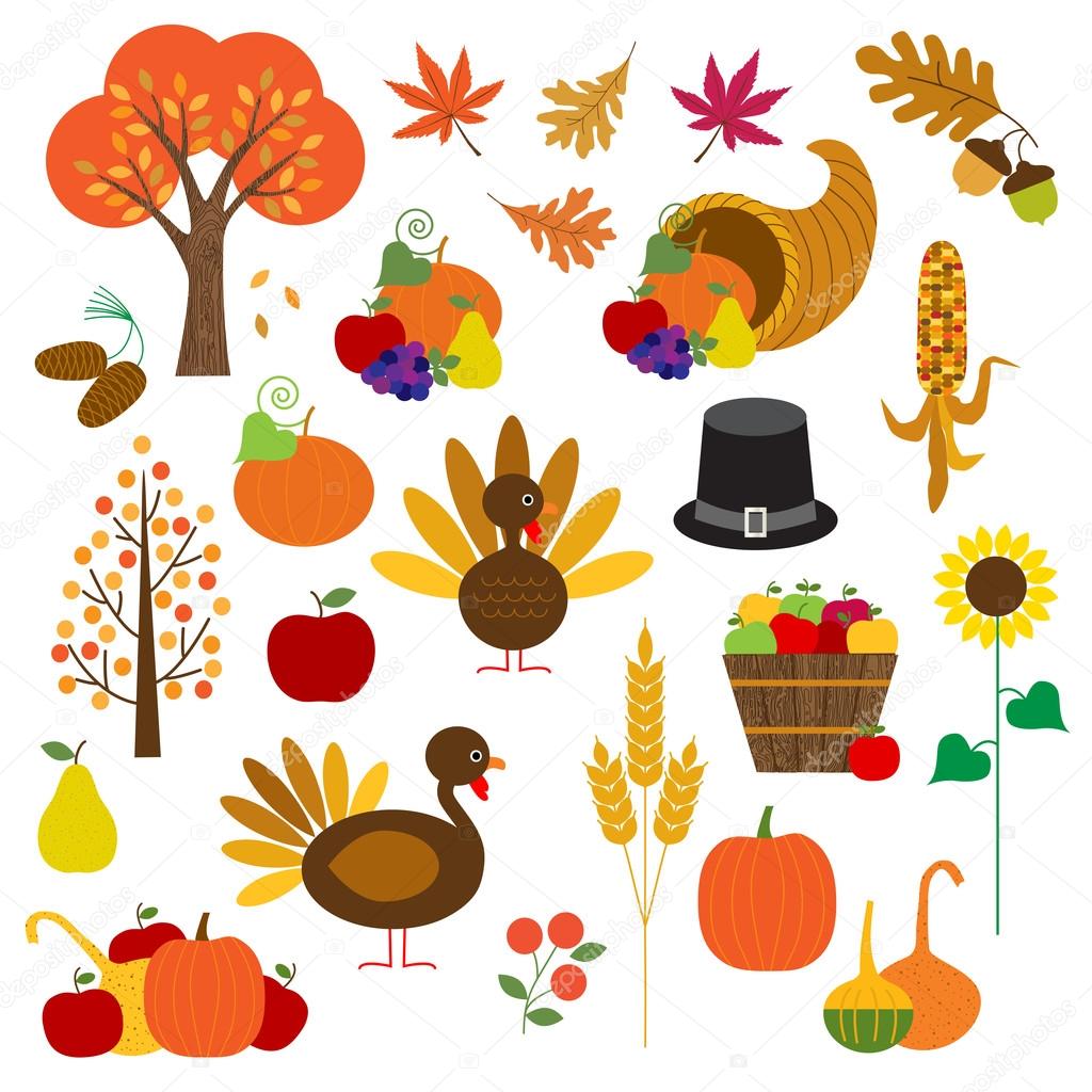 thanksgiving day icons set