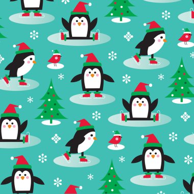 Penguenler buz pateni üzerinde