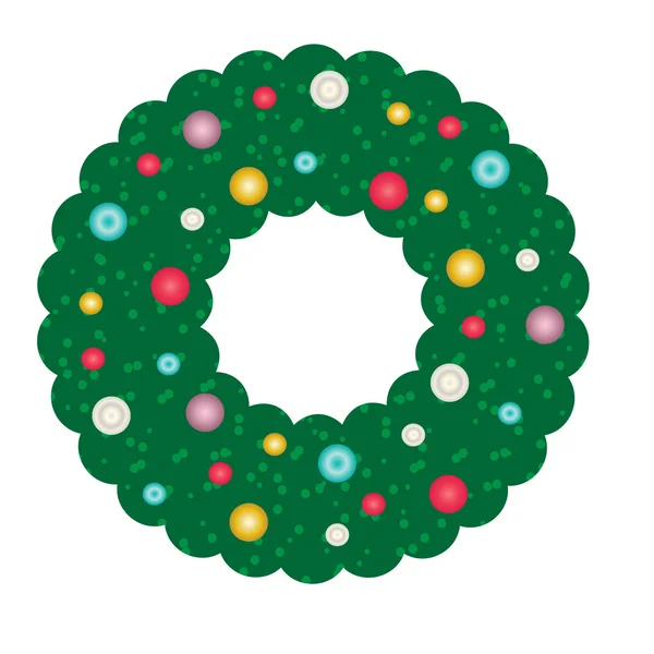 Christmas wreath with ornaments — Stock Vector
