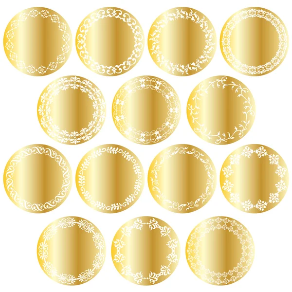 Gold circle labels — Stock Vector