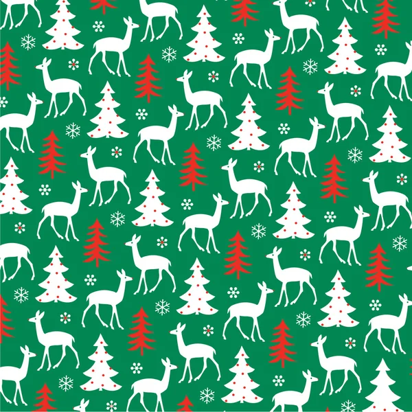 Motif de rennes et d'arbres brodés — Image vectorielle
