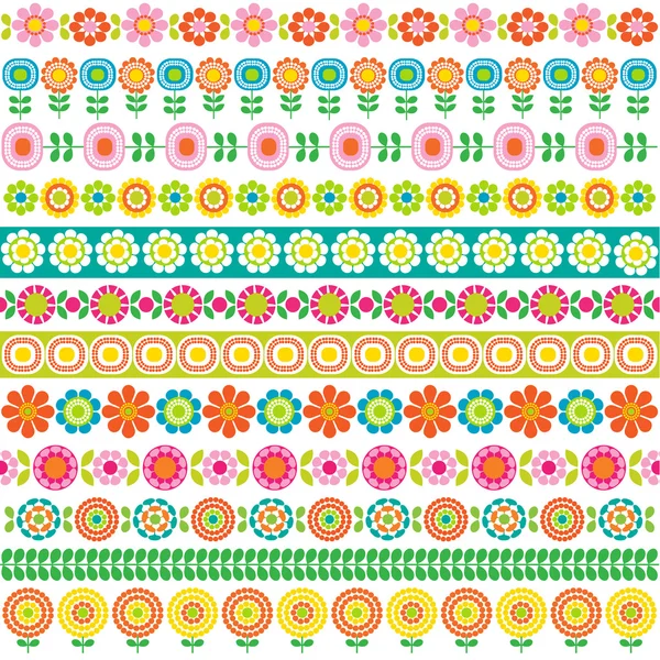 Motifs de bordure fleurs mod — Image vectorielle