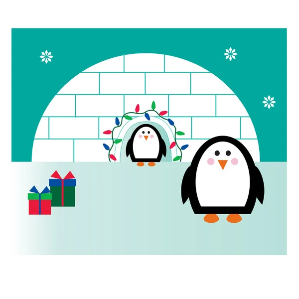 Pinguins de desenhos animados bonitos — Vetor de Stock