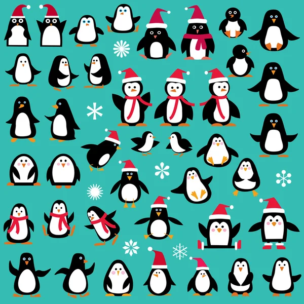 Conjunto de pinguins bonitos — Vetor de Stock