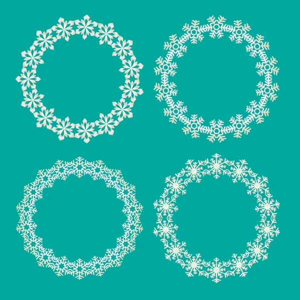 Cadres cercles argent flocon de neige — Image vectorielle