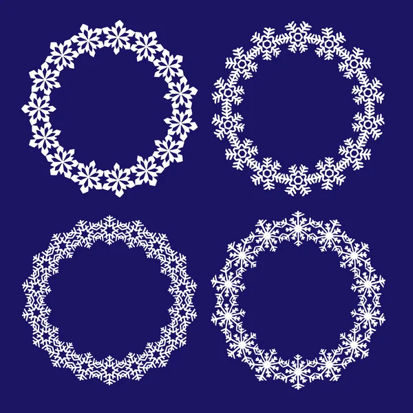 Cadres cercles argent flocon de neige — Image vectorielle