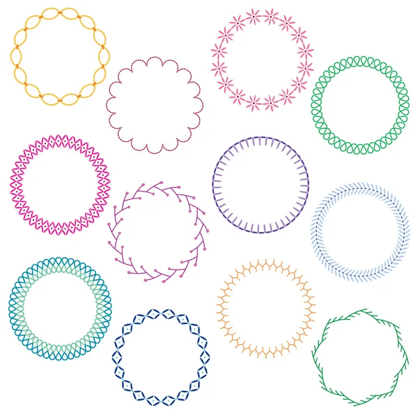 Καρέ ραμμένες κύκλους — Διανυσματικό Αρχείο