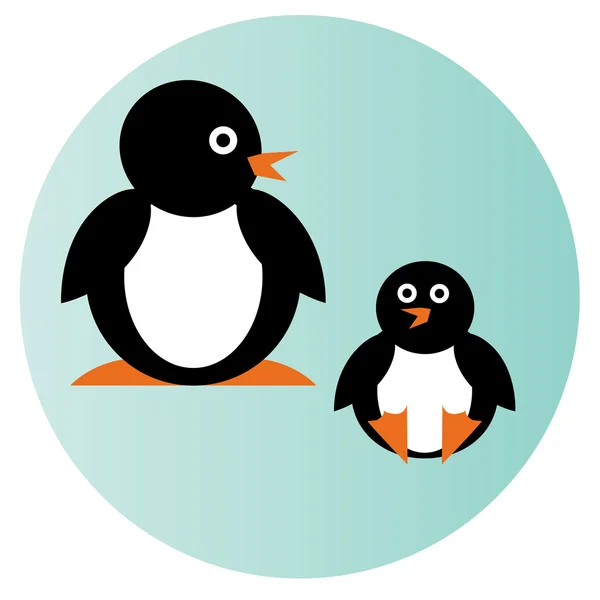 Twee Penguins op blauwe achtergrond — Stockvector